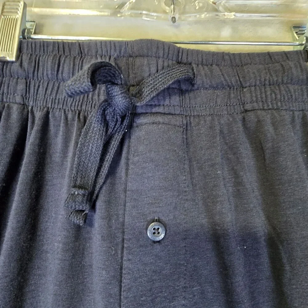 Hanes Lounge Pants Womens Med Navy Blue Pockets Elastic Drawstring Waist